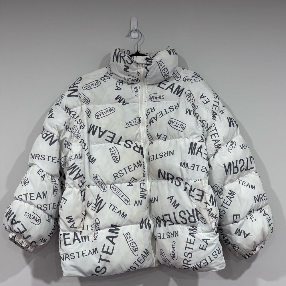 White Printed Puffer Jacket